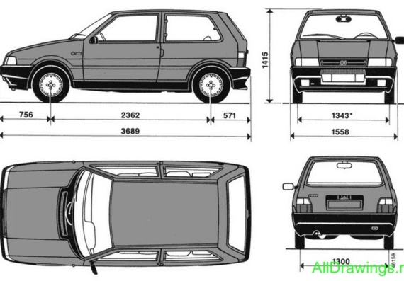 Fiat Uno (Фиат Уно) - чертежи (рисунки) автомобиля
